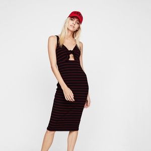 Express Striped Tie Front Midi Dress Small